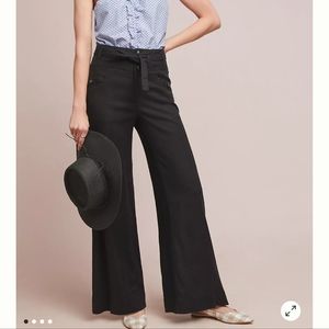 Anthropologie Women's Black Wide-Leg Pants